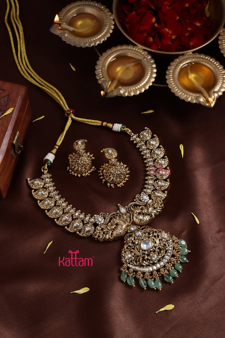 Bridal Peacock Green Bead Necklace - N3249