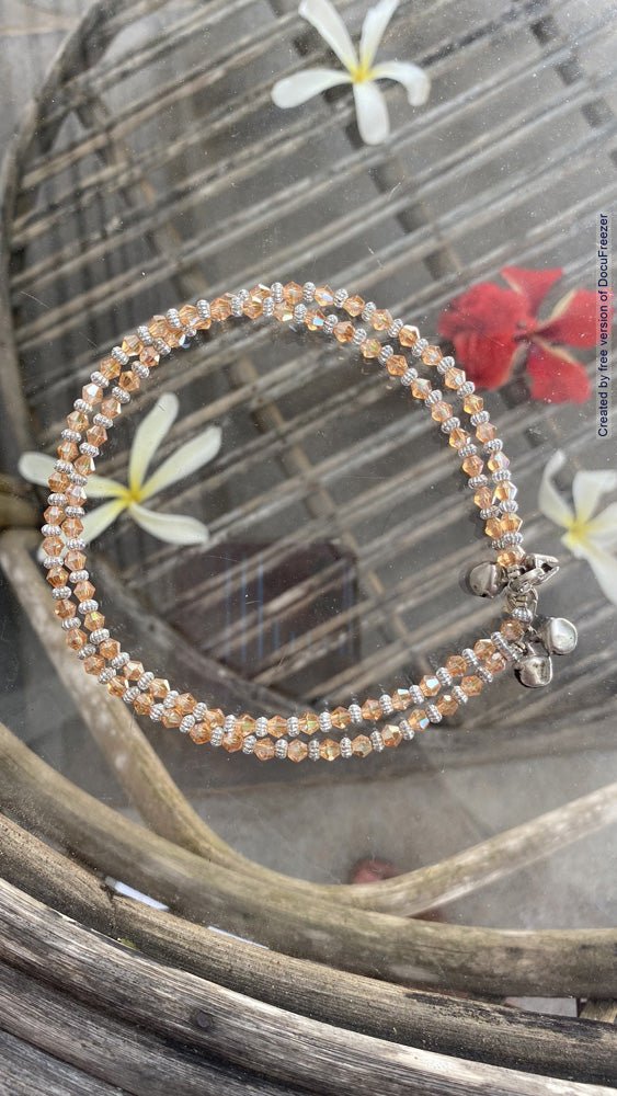 Brown Crystal Bead Anklet - A13