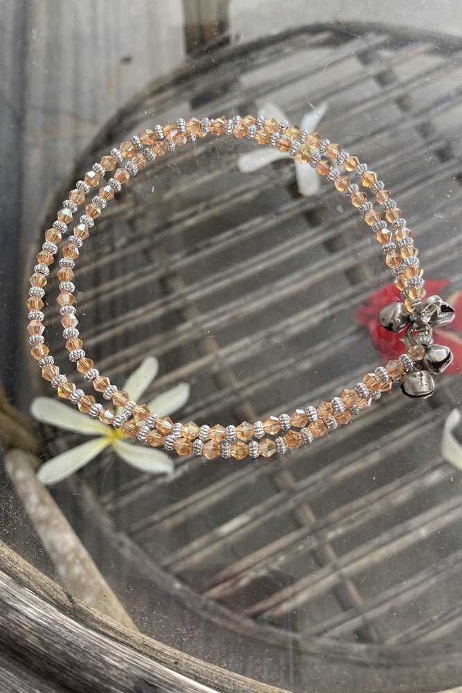 Brown Crystal Bead Anklet - A13