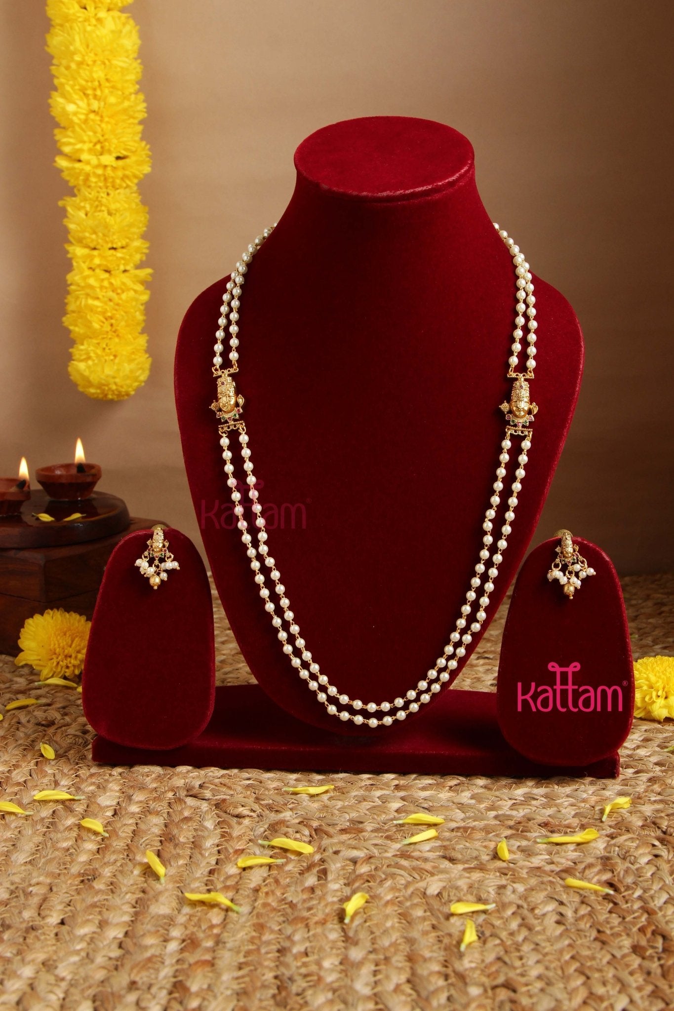 Budgetted Perumal Layered Pearl Mala Kattam