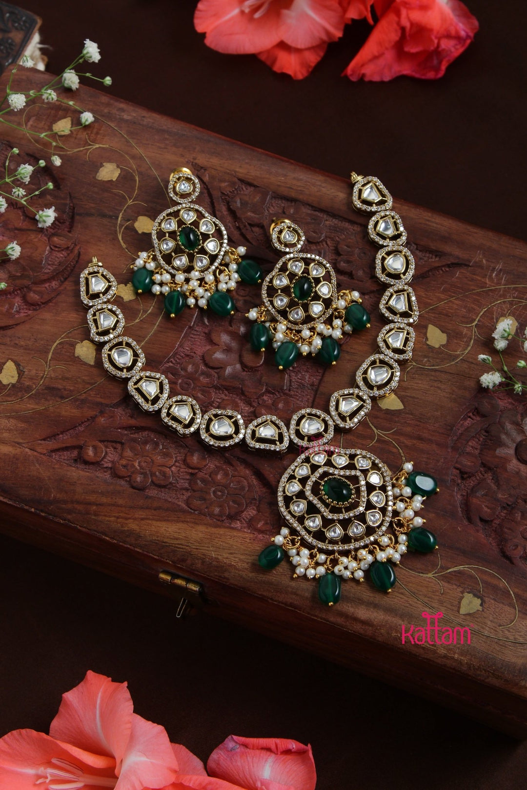 Charvi - American Diamond Green Short Necklace - N5104