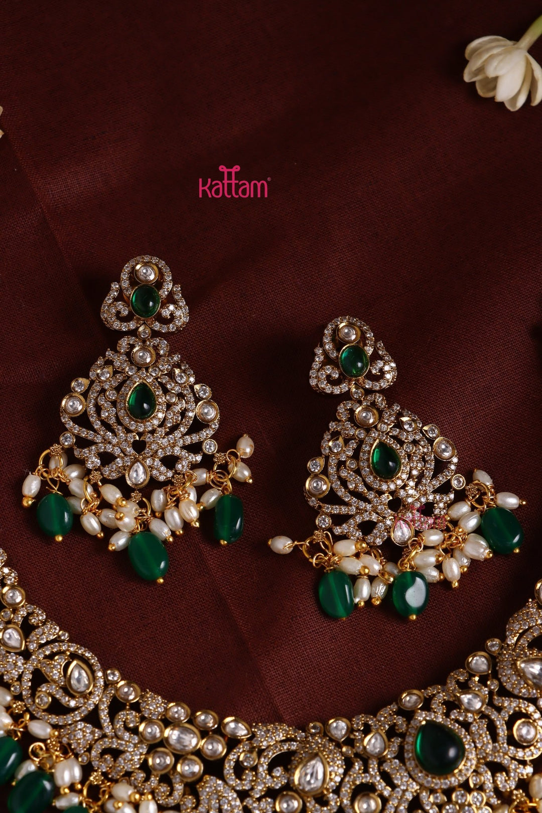 Chinmayi - AD Bridal Green Necklace & Haram Set - N3414