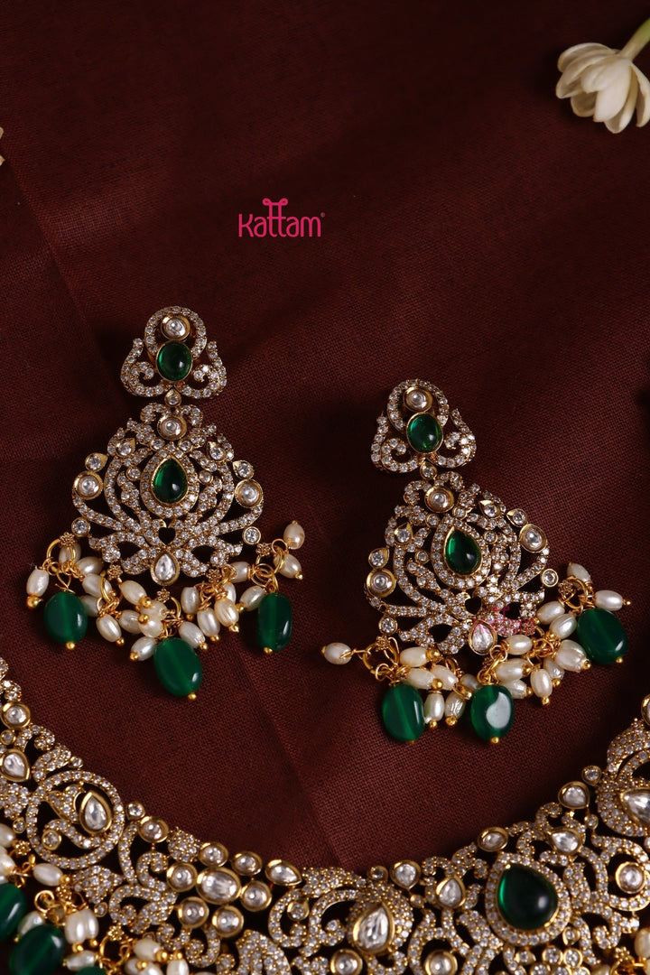 Chinmayi - AD Bridal Green Necklace & Haram Set - N3414