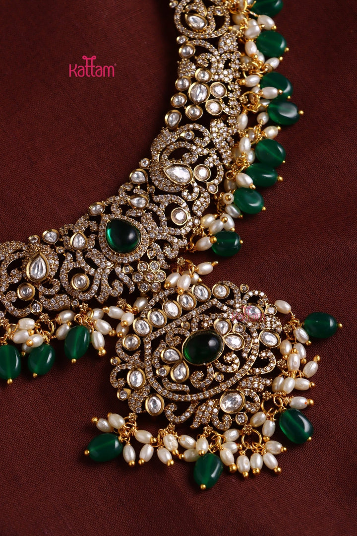 Chinmayi - AD Bridal Green Necklace & Haram Set - N3414