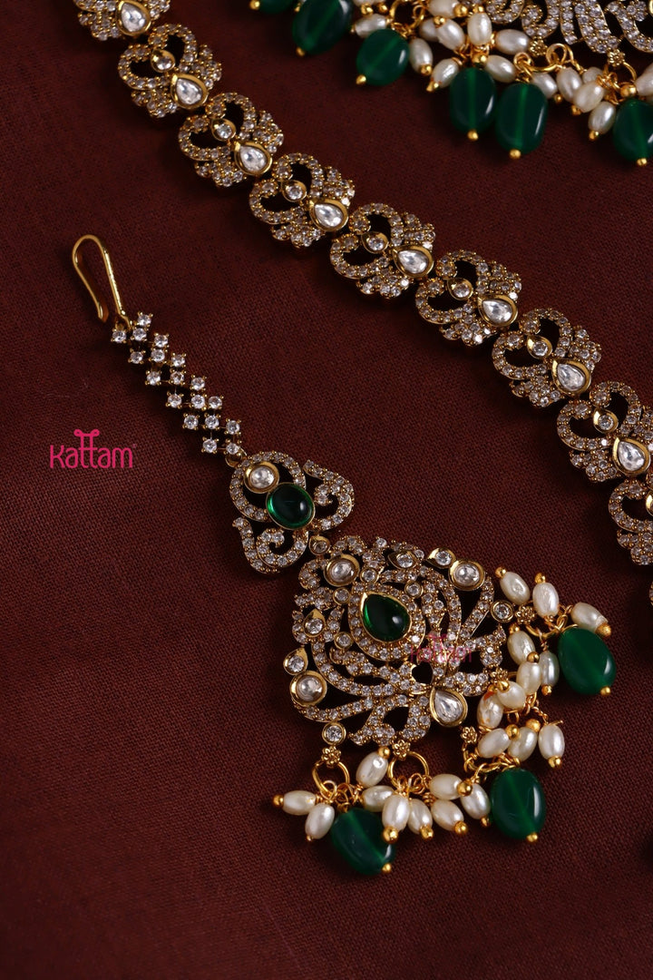 Chinmayi - AD Bridal Green Necklace & Haram Set - N3414
