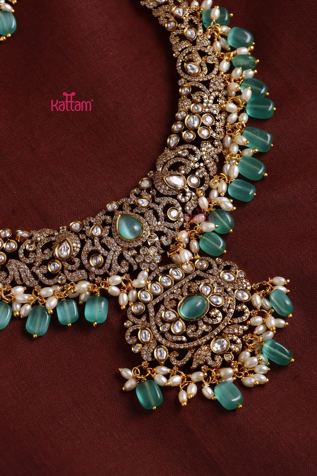 Chinmayi - AD Bridal Pastelgreen Necklace & Haram Set - N3422