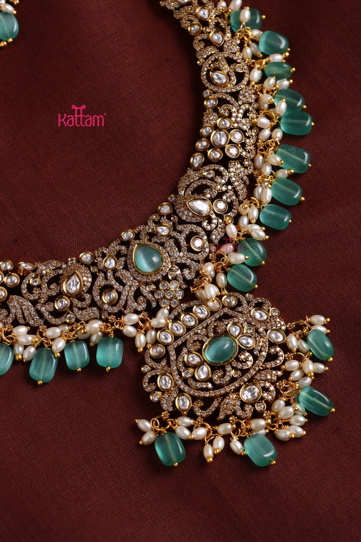 Chinmayi - AD Bridal Pastelgreen Necklace & Haram Set - N3422