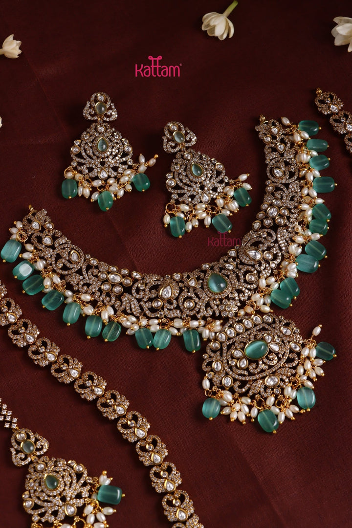 Chinmayi - AD Bridal Pastelgreen Necklace & Haram Set - N3422