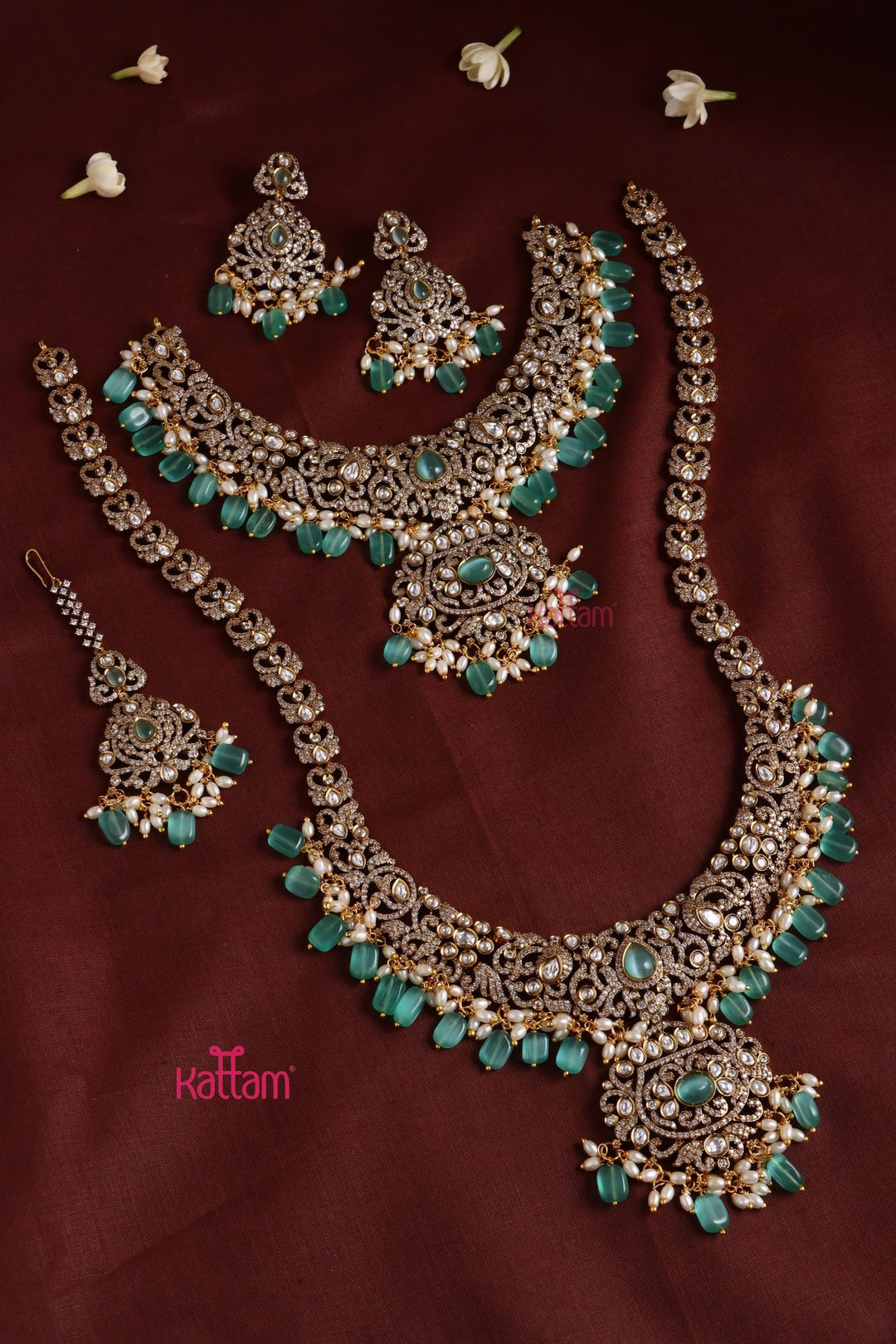 Chinmayi - AD Bridal Pastelgreen Necklace & Haram Set - N3422