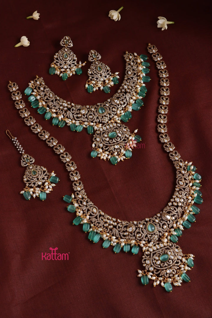 Chinmayi - AD Bridal Pastelgreen Necklace & Haram Set - N3422