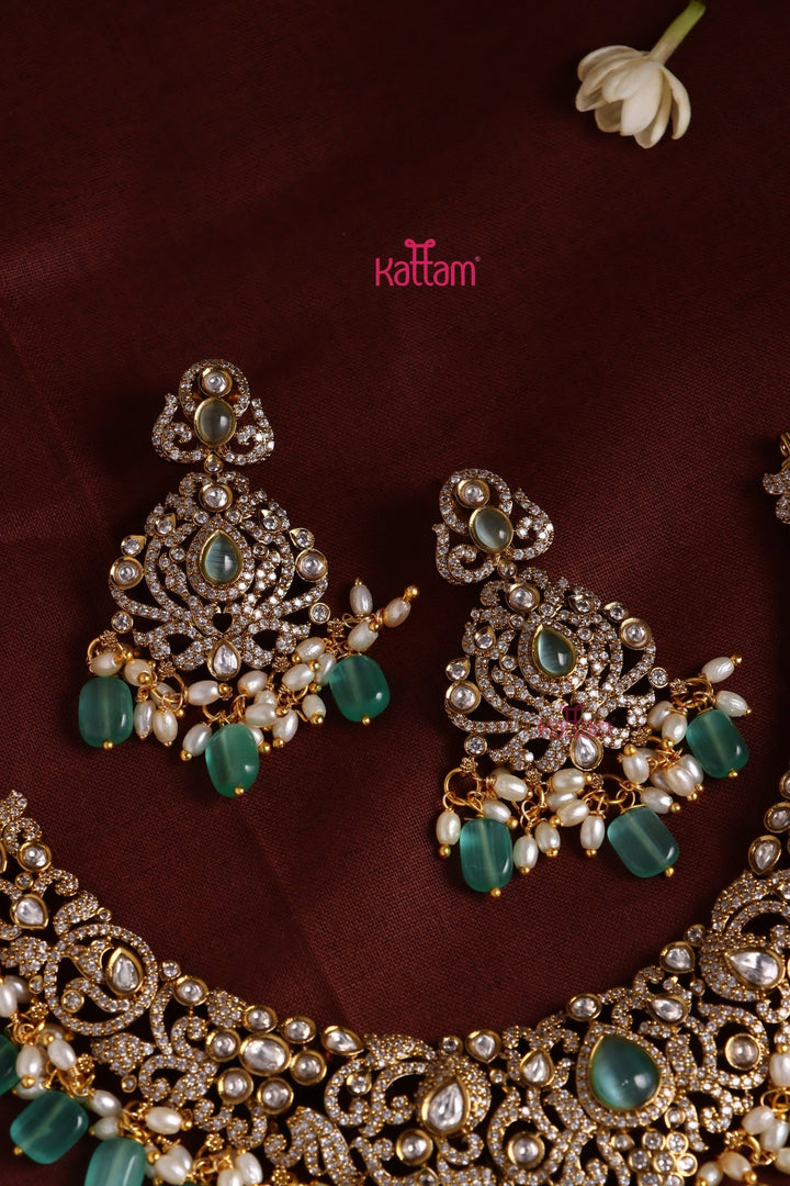 Chinmayi - AD Bridal Pastelgreen Necklace & Haram Set - N3422