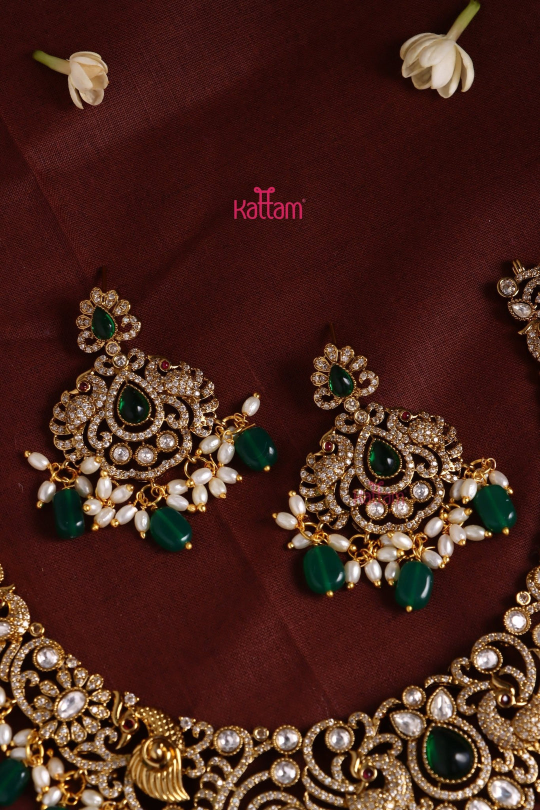 Chinthiya - Peacock Green Bridal Necklace & Haram Set - N3481