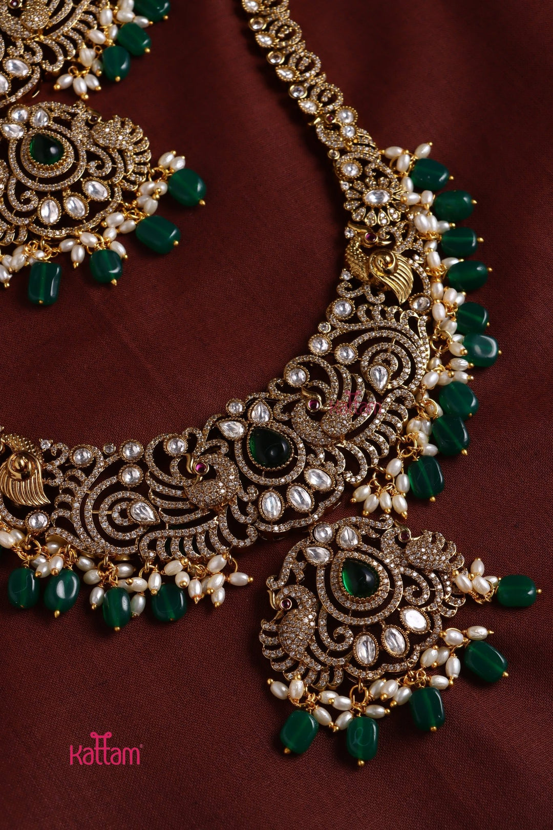 Chinthiya - Peacock Green Bridal Necklace & Haram Set - N3481