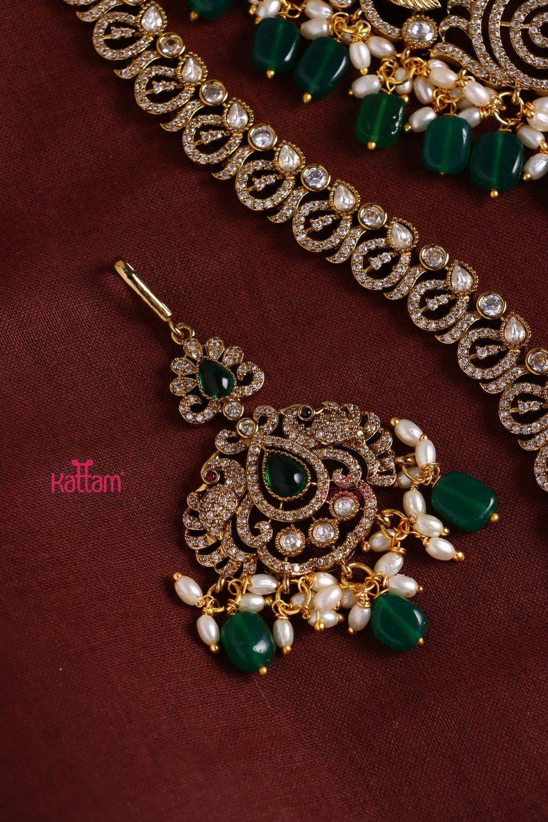 Chinthiya - Peacock Green Bridal Necklace & Haram Set - N3481