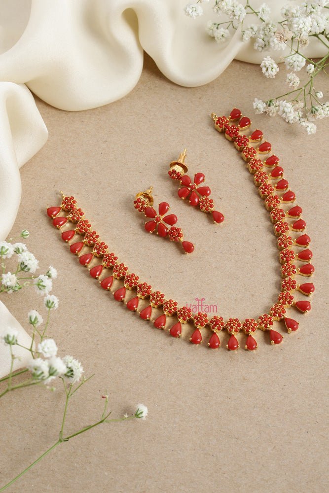 Coral Stone Choker Set Kattam - Main Image