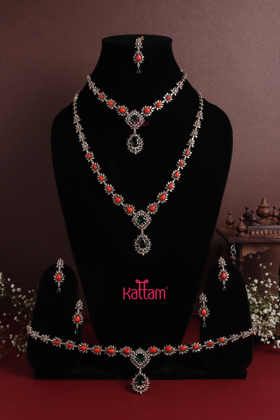 Coral Stone Semi Bridal Set - N5223