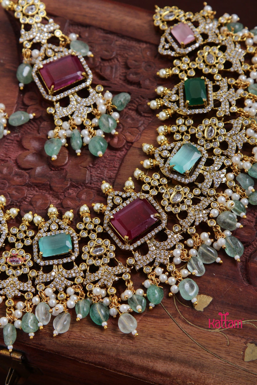 Darcie - Victorian Diamond Green Bridal Choker - N6115