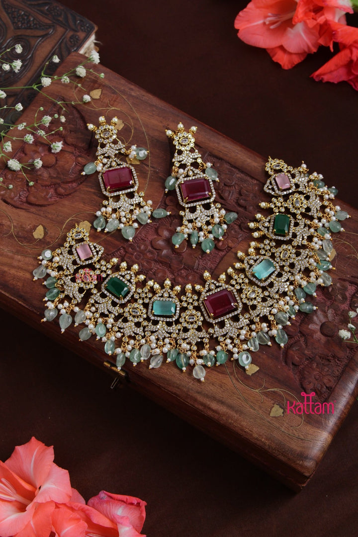 Darcie - Victorian Diamond Green Bridal Choker - N6115