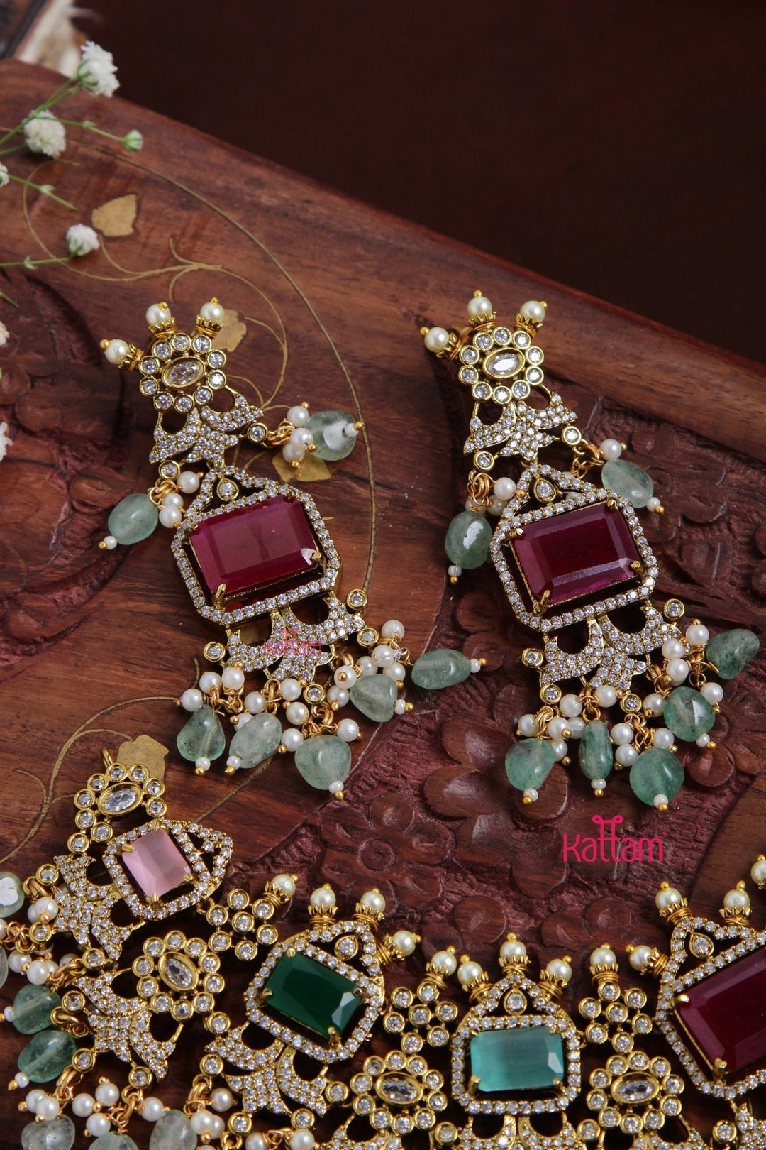 Darcie - Victorian Diamond Green Bridal Choker - N6115