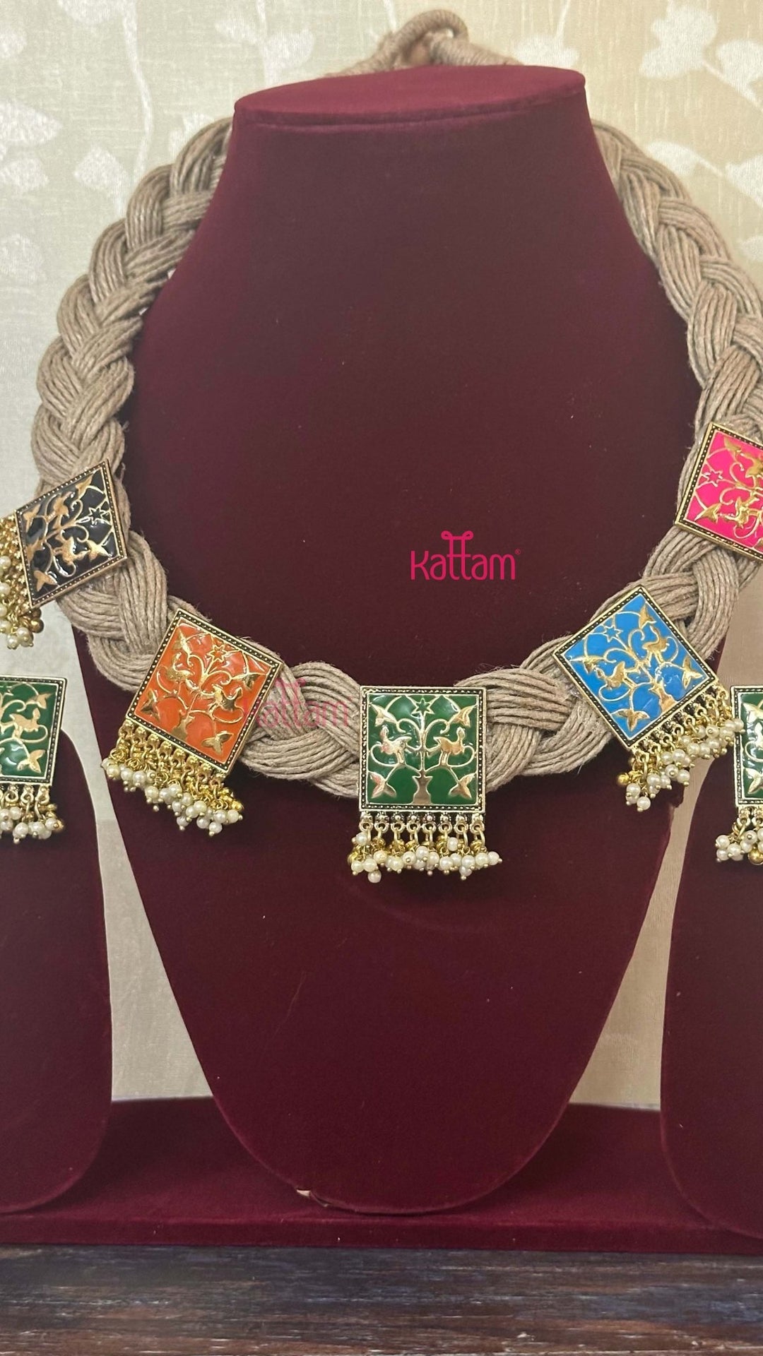 Esha - Meenakari Hand Crafted Designer Jute Necklace - Multicolour - N2908