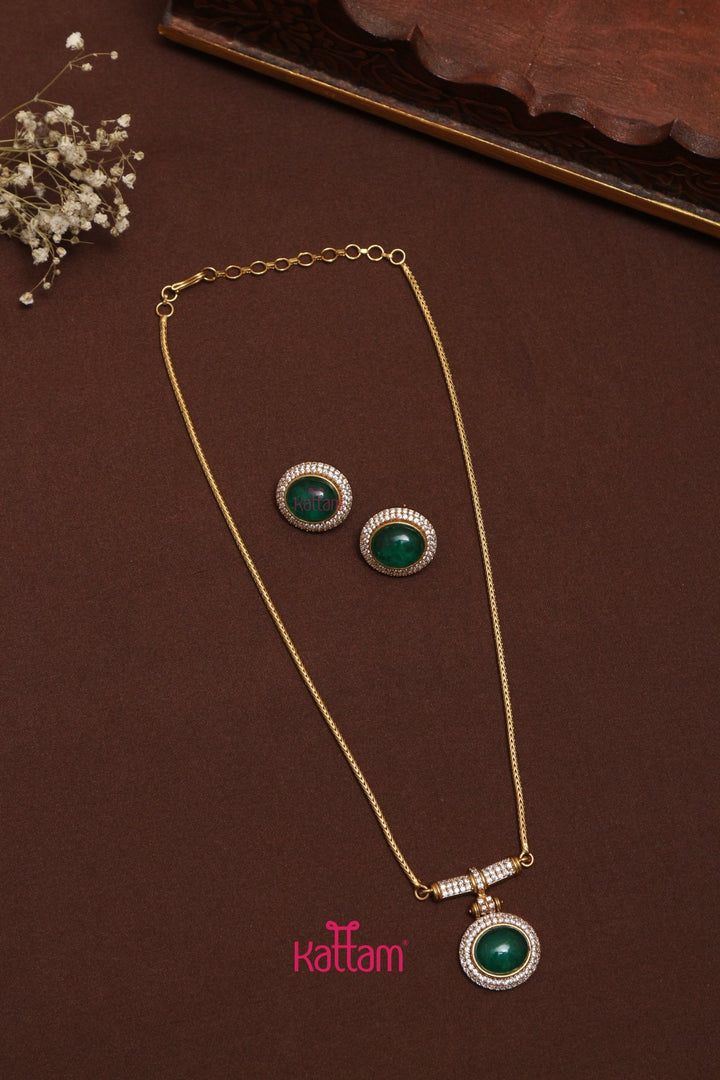 Evangeline - Green Pendant Chain Set - N3541