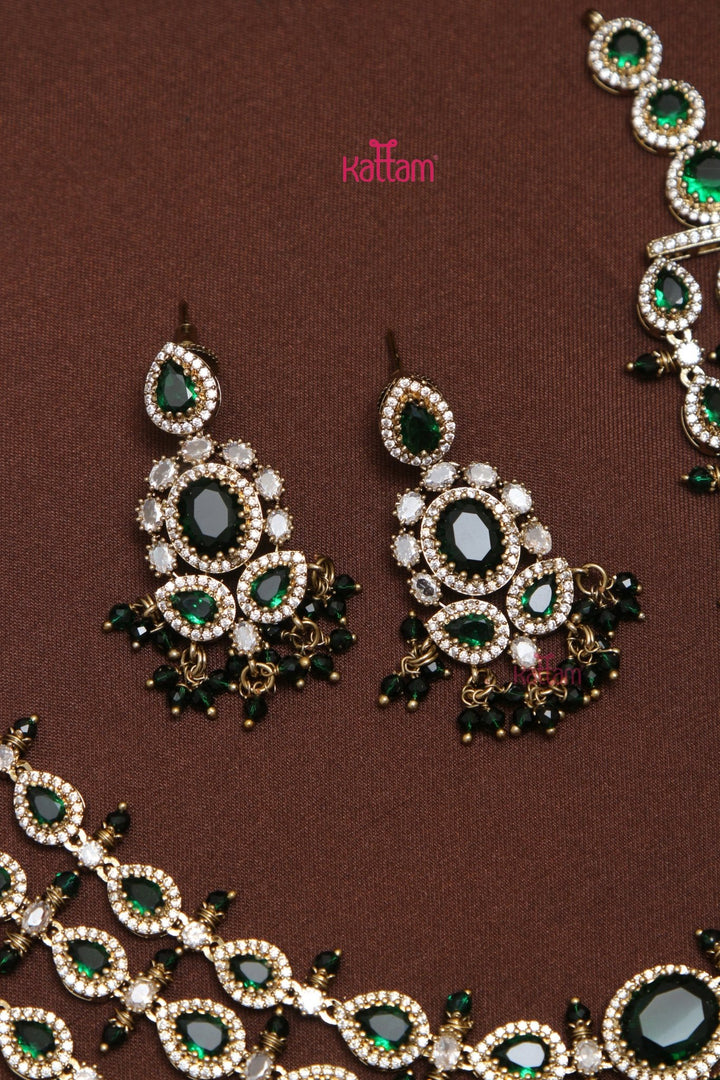 Exquisite Triple Layered Green Moissanite Kundan Necklace - N5246