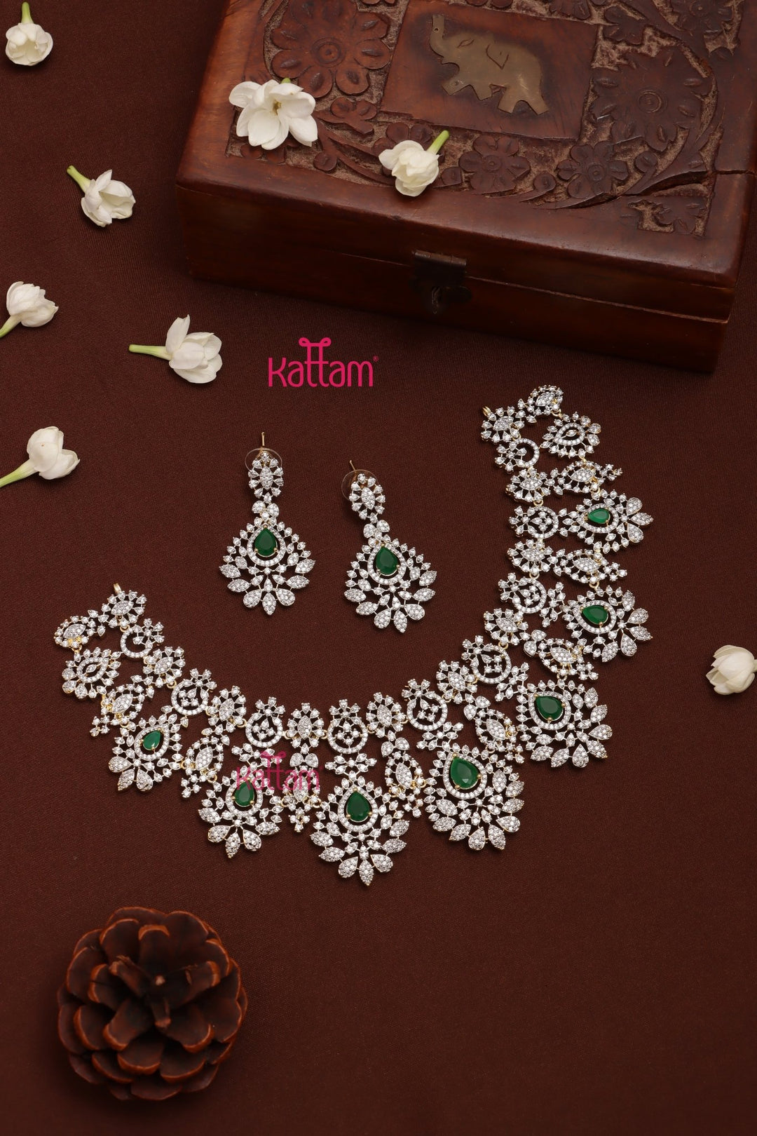 Faiza - AD Semi Bridal Green Choker Set - N5315