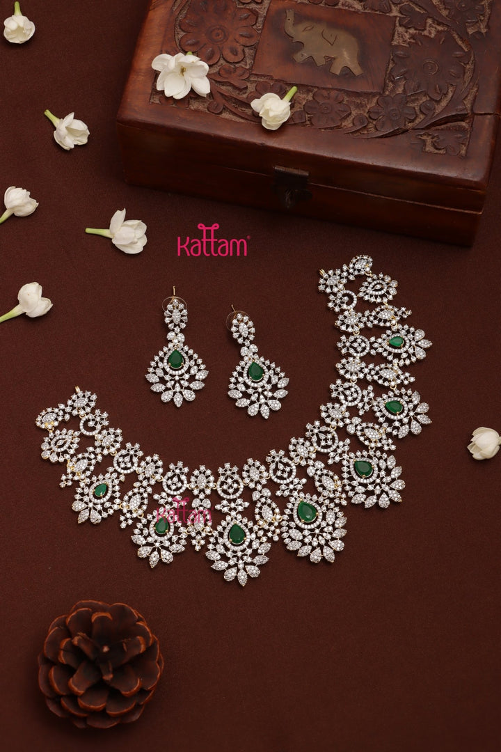 Faiza - AD Semi Bridal Green Choker Set - N5315