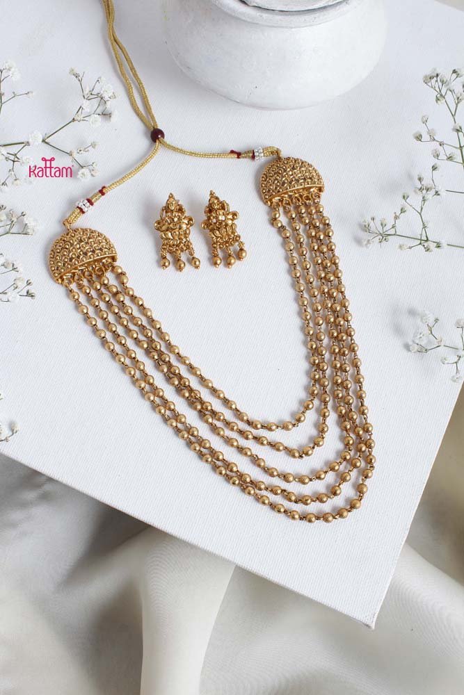 Five Layered Golden Pearl Necklace - N2375