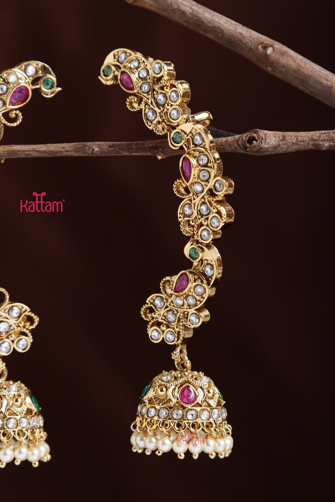 Floral Peacock Earcuff Jhumka - E1038