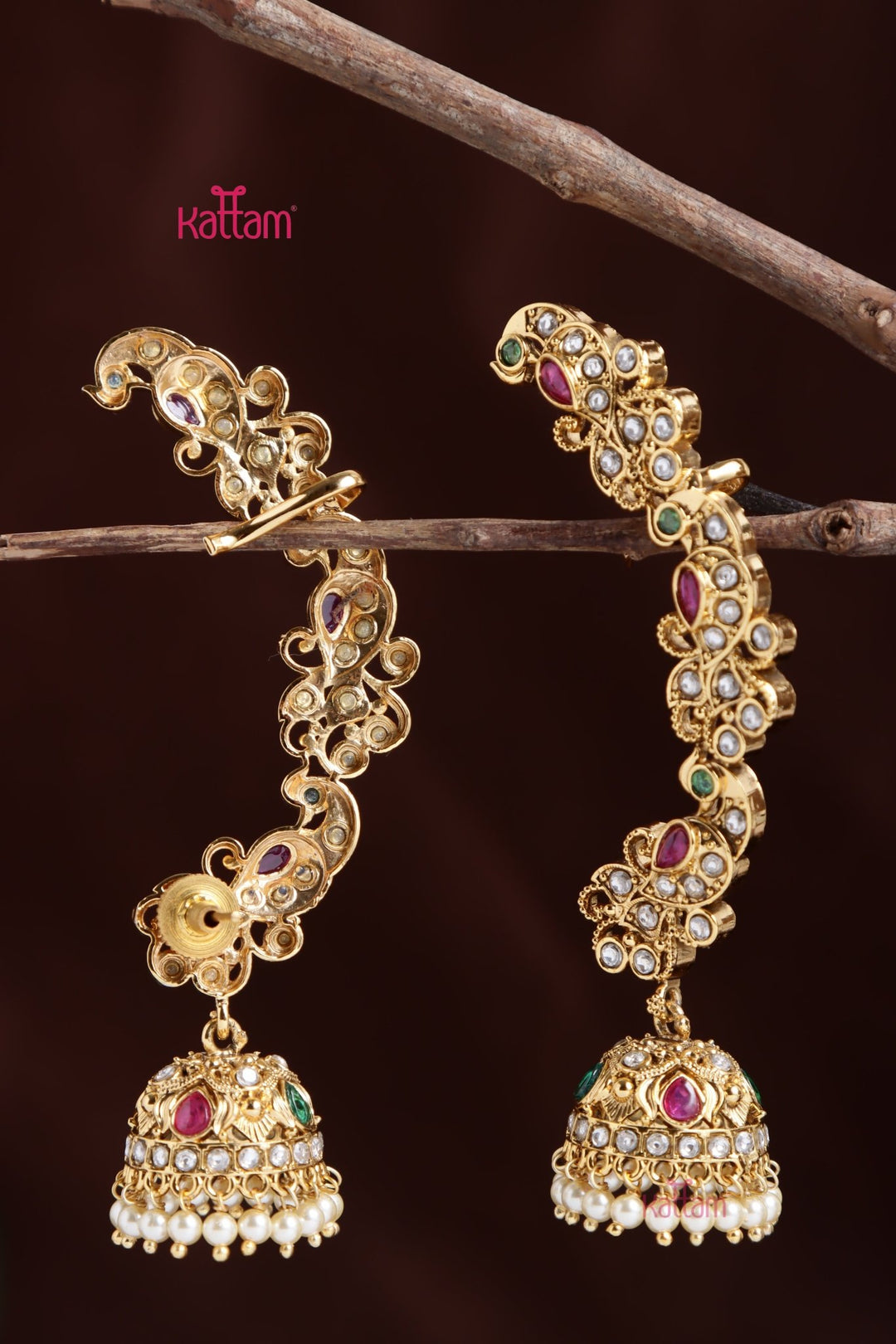 Floral Peacock Earcuff Jhumka - E1038