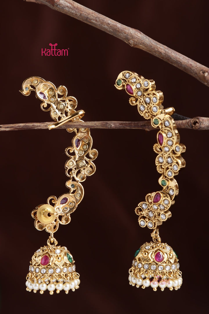 Floral Peacock Earcuff Jhumka - E1038