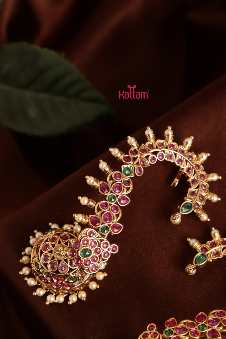 Floral Peacock Pearl Earcuff Jhumka - E1041