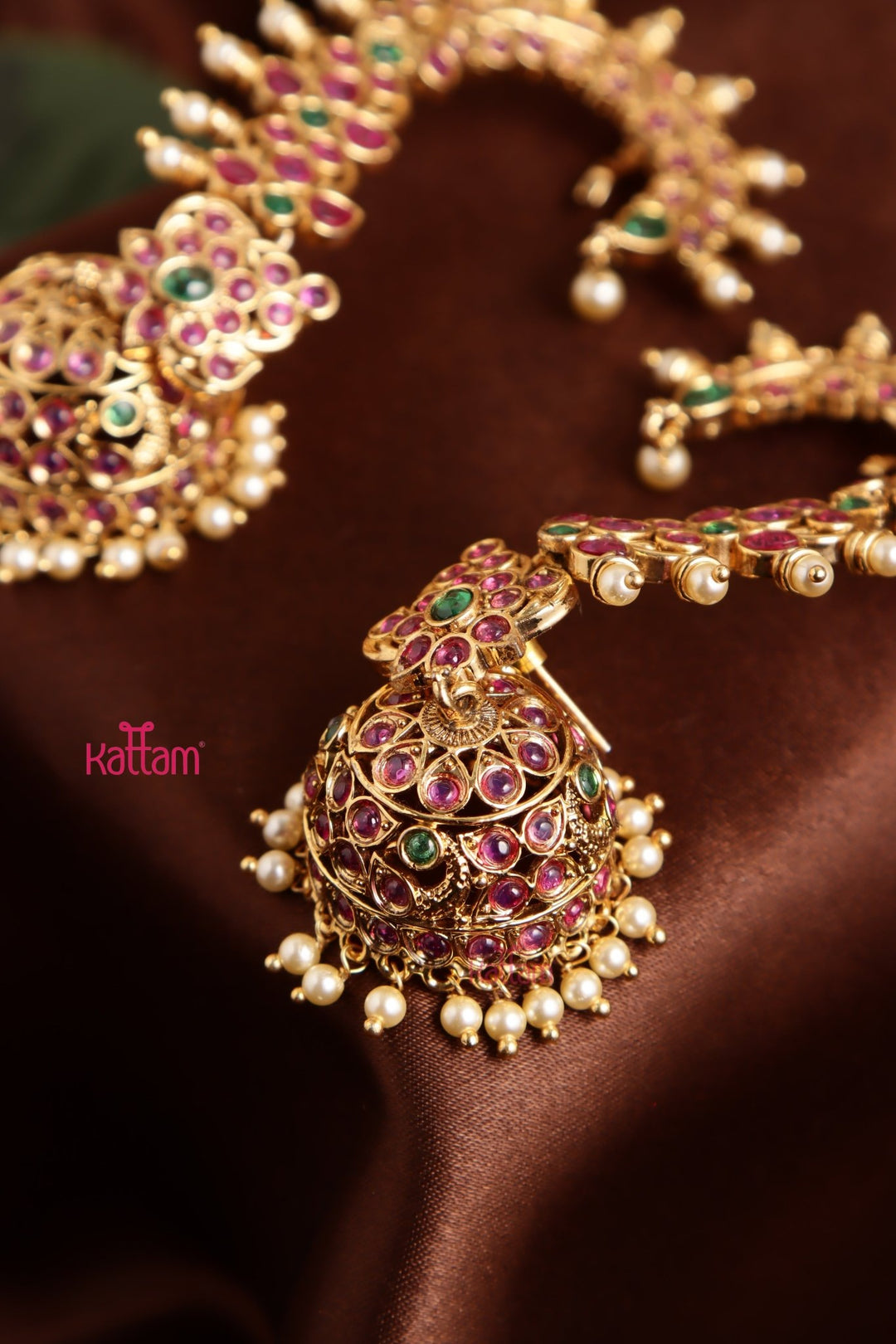 Floral Peacock Pearl Earcuff Jhumka - E1041