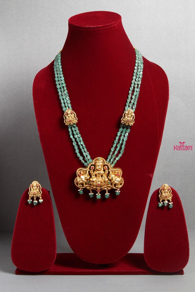 Gajalakshmi Emerald Bead Haram - N1535