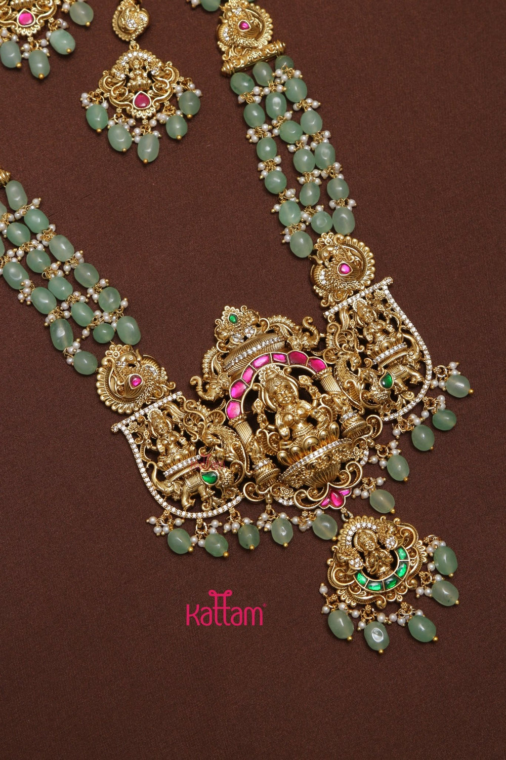 Goddess Crystal Beaded Semi Bridal Haram - N3555