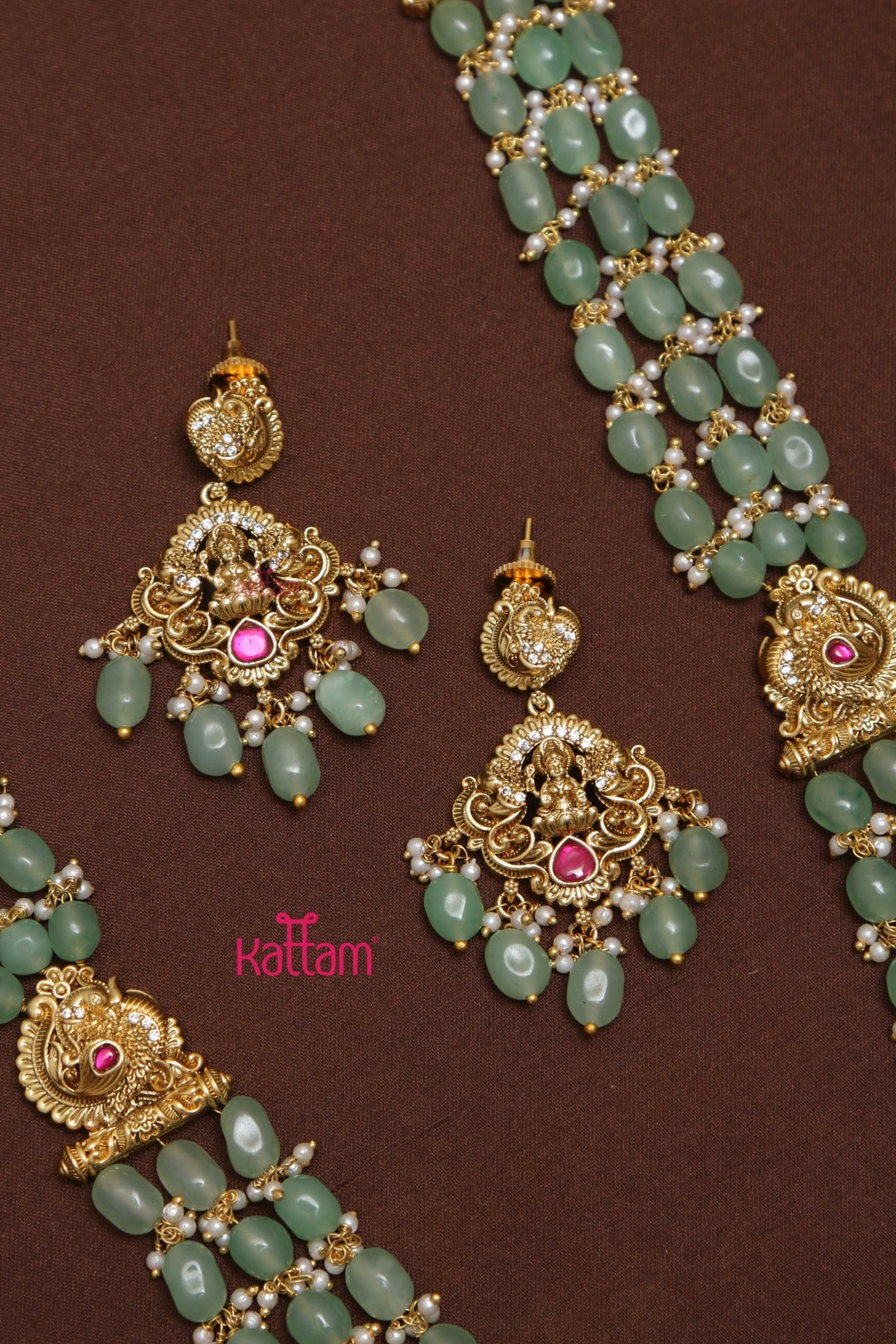 Goddess Crystal Beaded Semi Bridal Haram - N3555