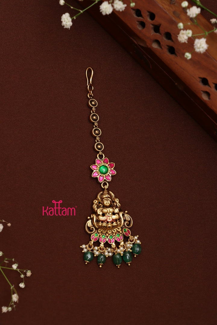 Goddess Kundan Rubygreen Flower Maangtikka - MT142