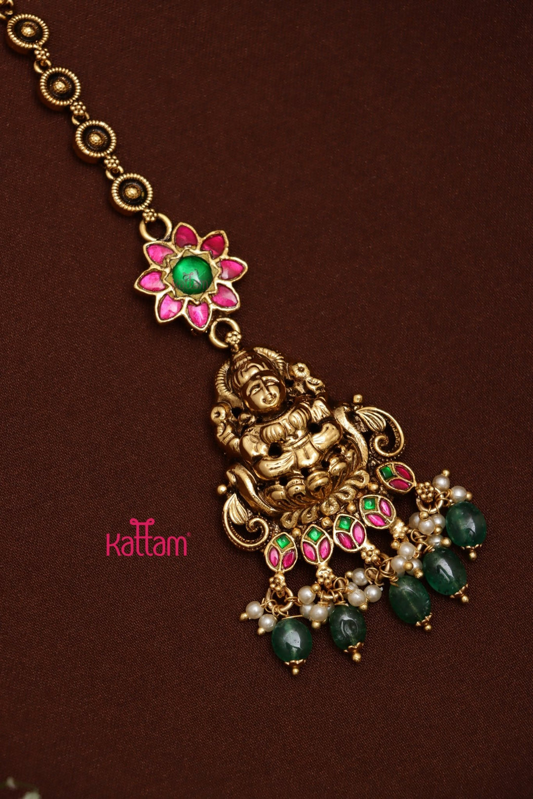 Goddess Kundan Rubygreen Flower Maangtikka - MT142
