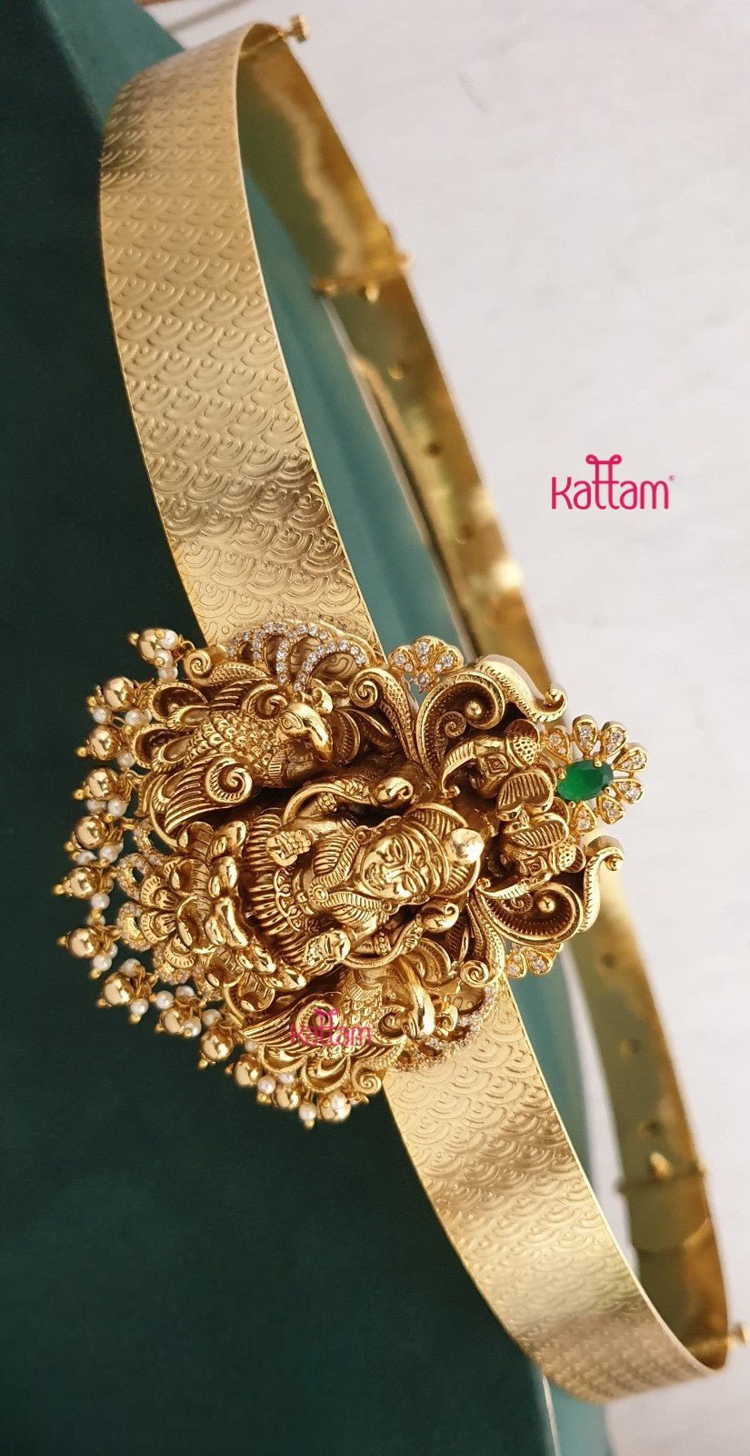 Goddess Pearls Green Stone Bridal Hipbelt - HB220