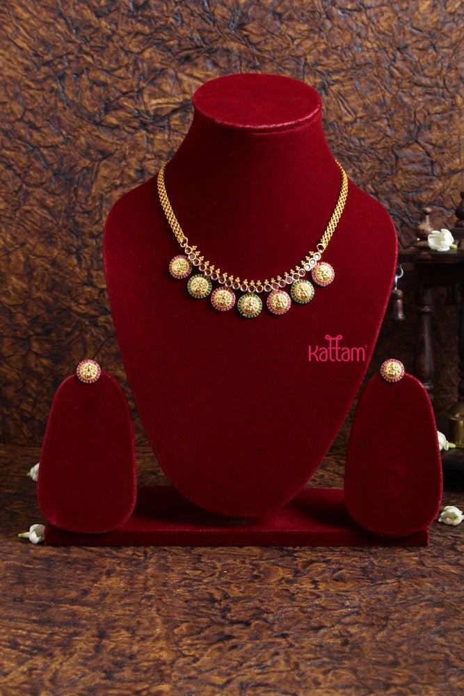Goddess Red Green Stone Short Necklace - N1913