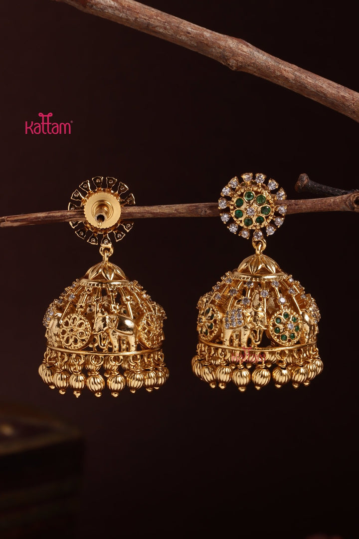 Goldtone Elephant Stone Jhumka - E1095