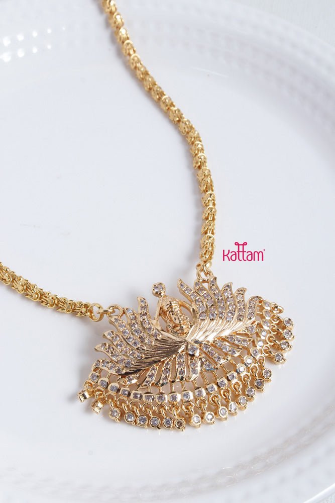 Goldtone Goddess Lotus Gati Dollar Chain - N2323