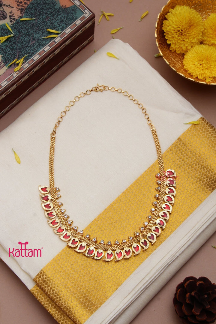 Goldtone Ruby Manga Choker ( No Earrings ) - N3186