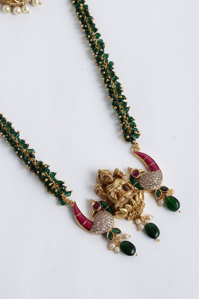 Green Crystal Lakshmi Dollar Chain - N2413