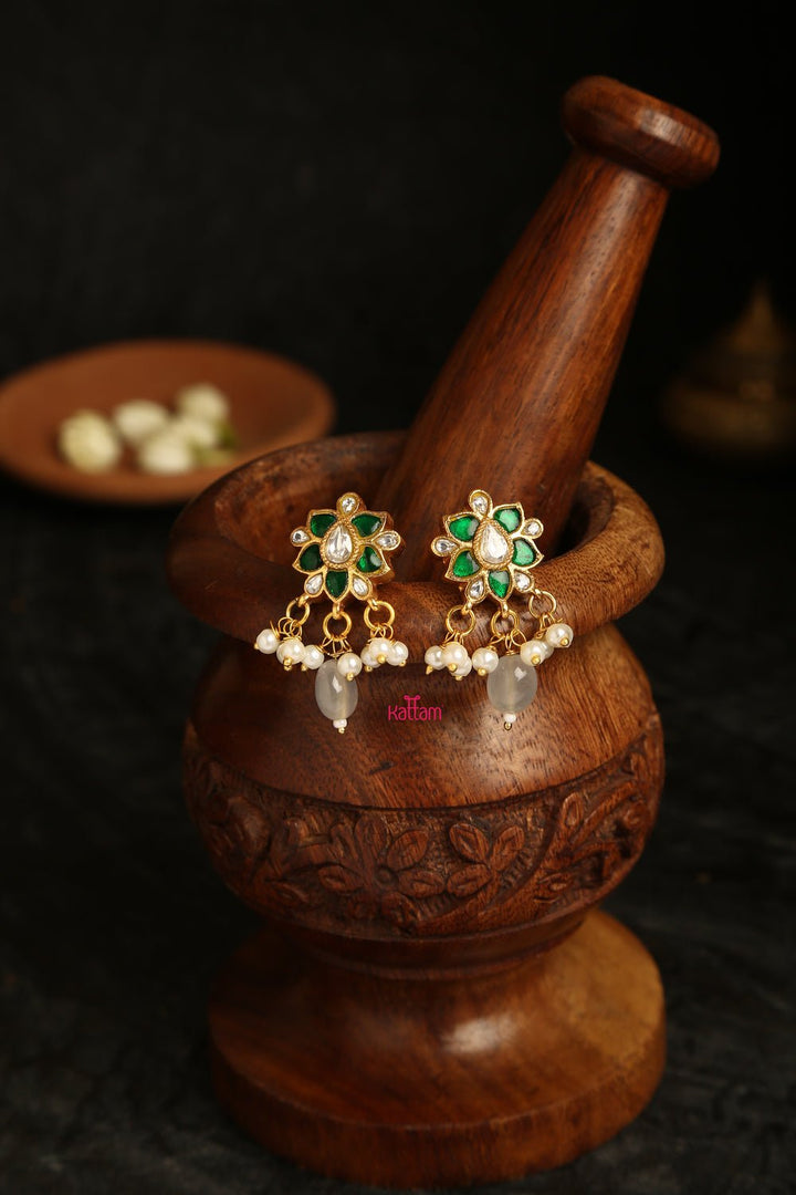 Green Kundan Pearl Top - E073