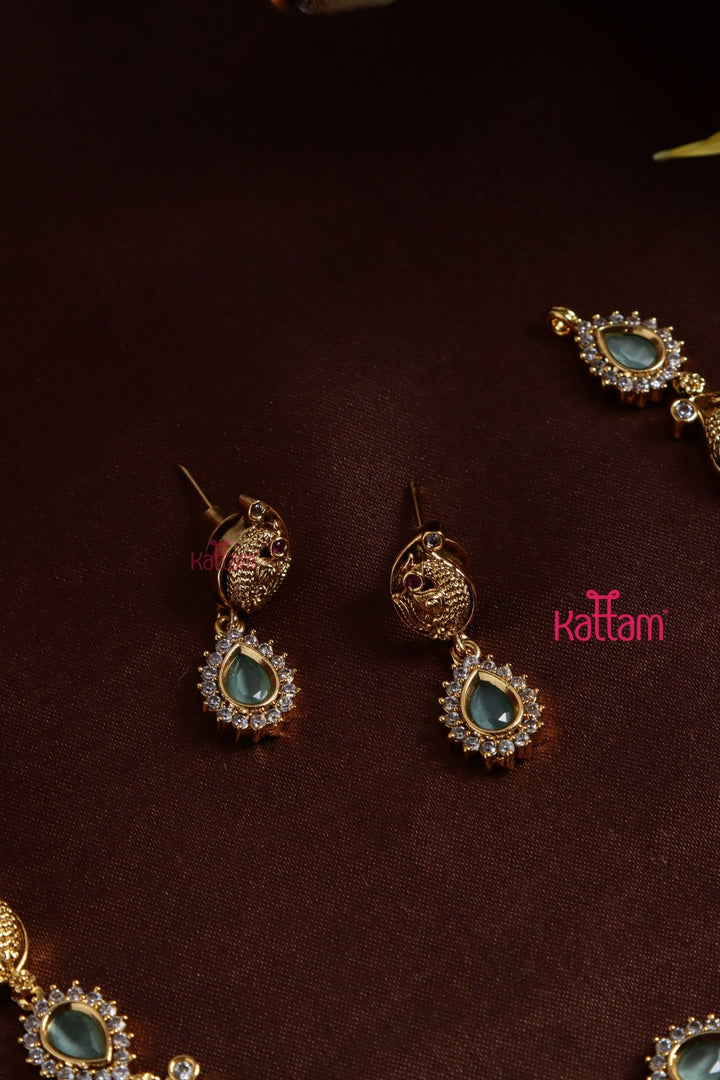 Green Stone Peacock Choker - N3199