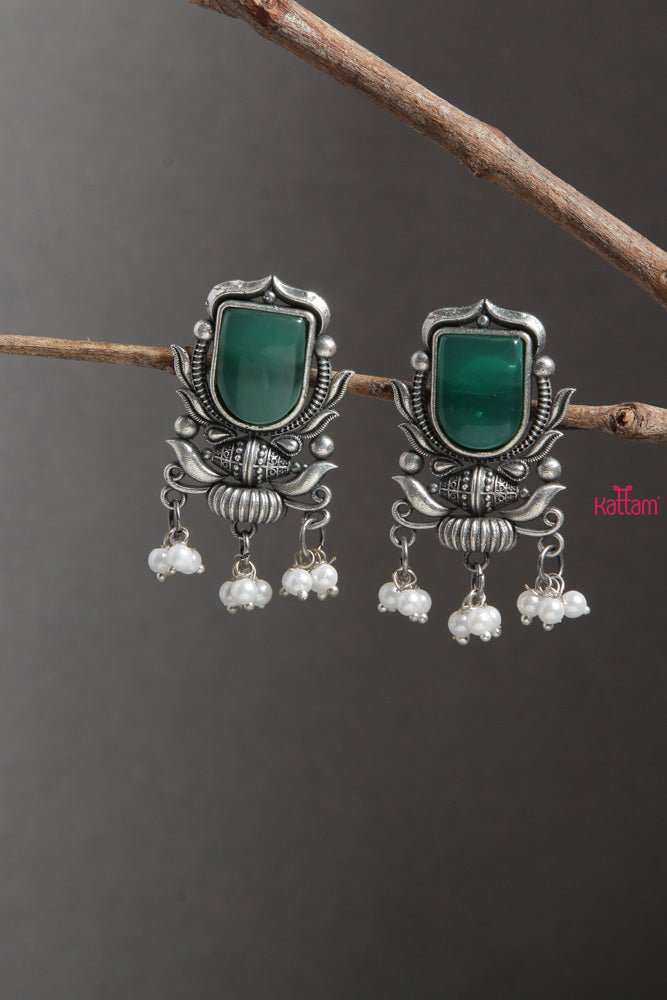 Green Victoria Silver Earrings - E340