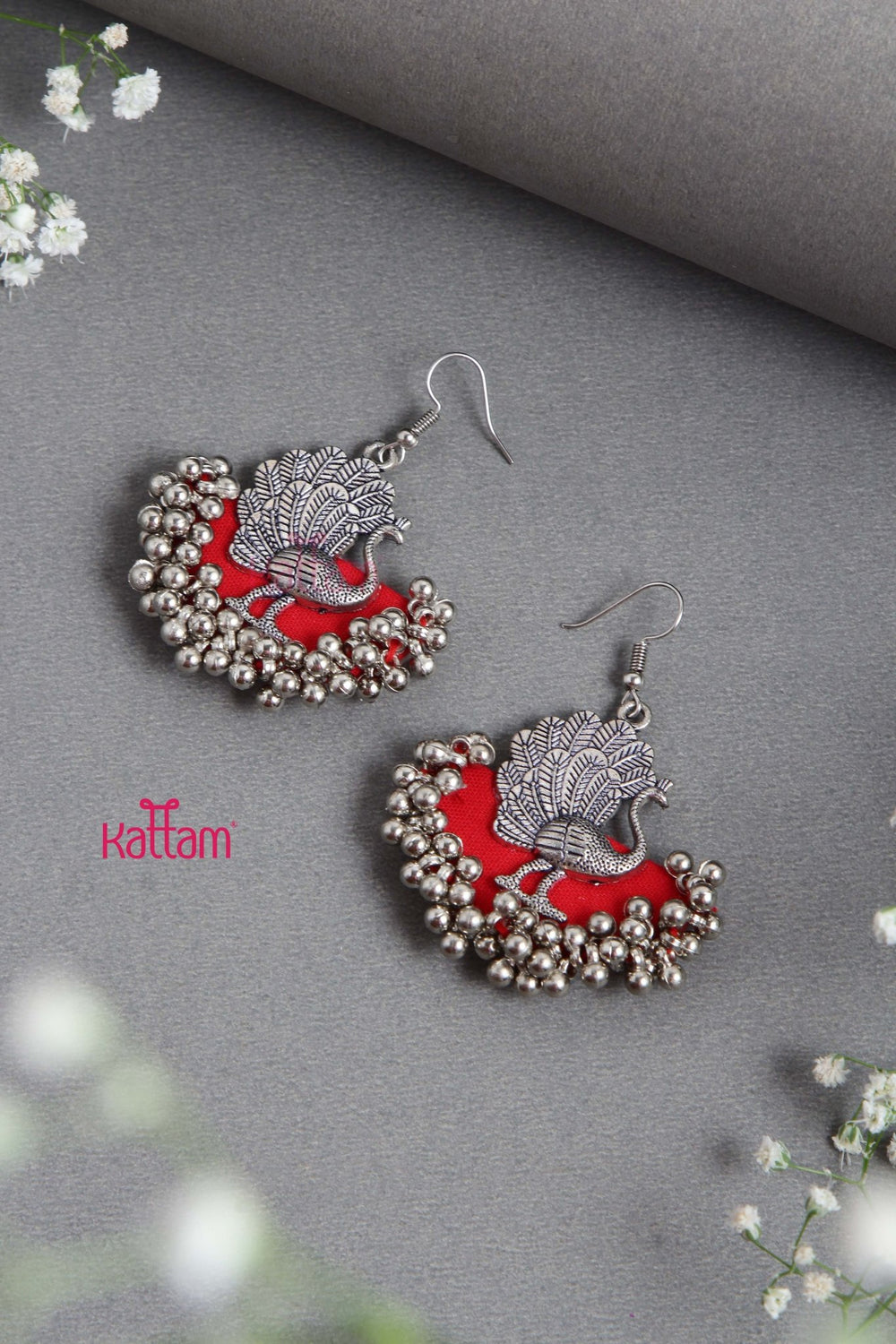 Handcrafted Peacock Ghungroo Hook Earring - D2 - E838