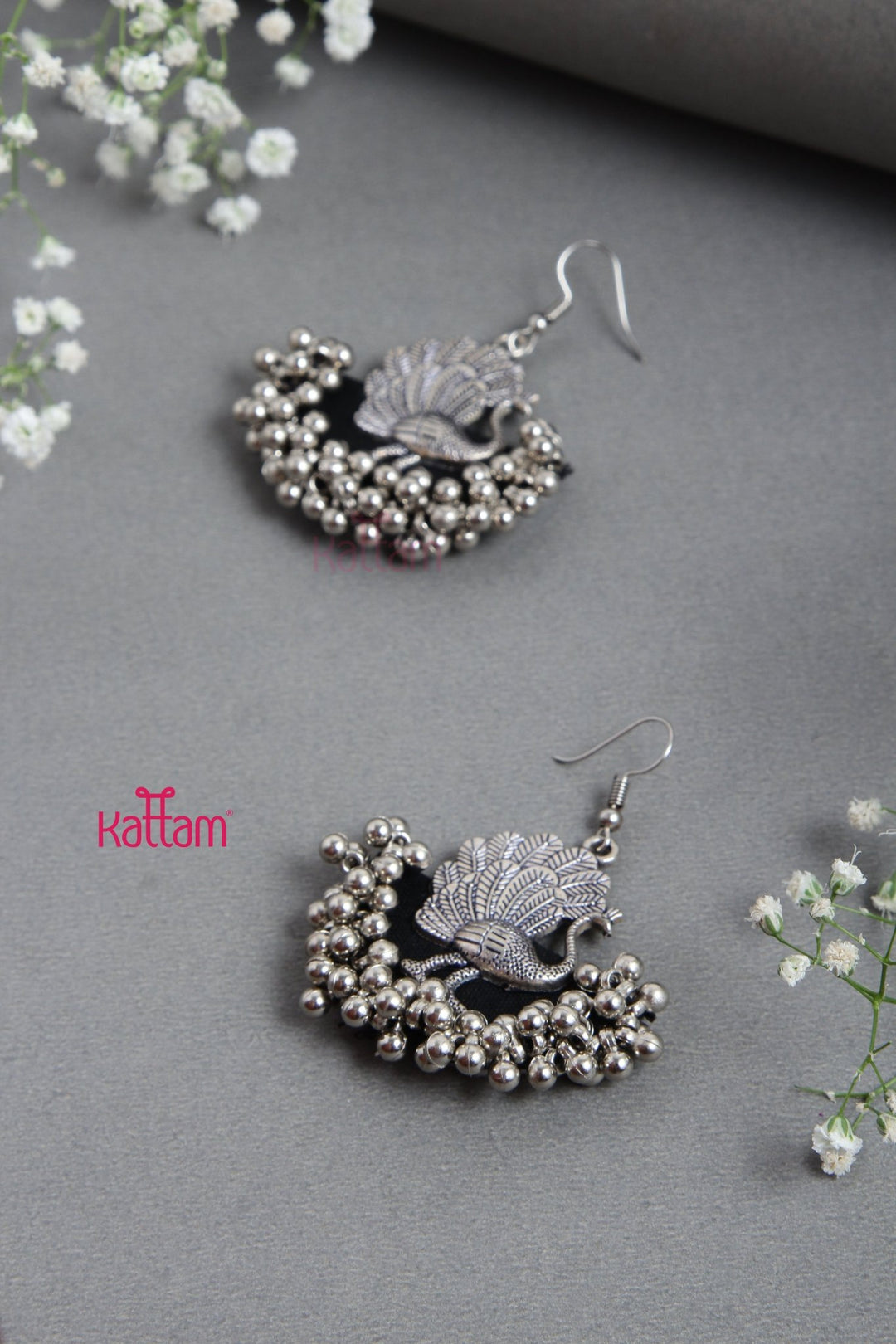 Handcrafted Peacock Ghungroo Hook Earring - D3 - E839